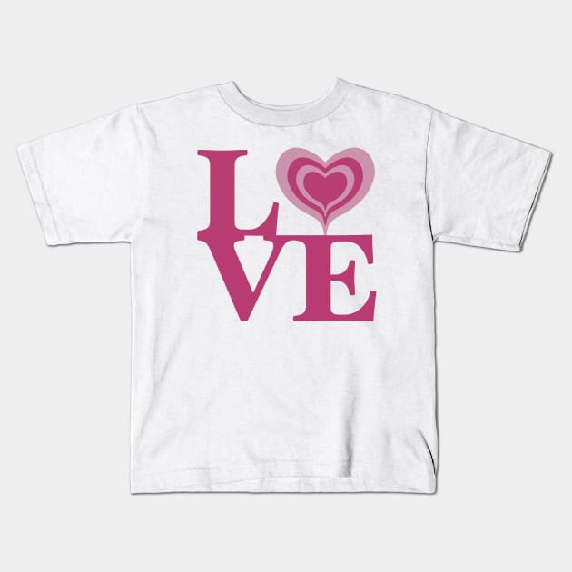 Hot Pink Love Heart to Spread Love Kids T-Shirt by MadelaneWolf 